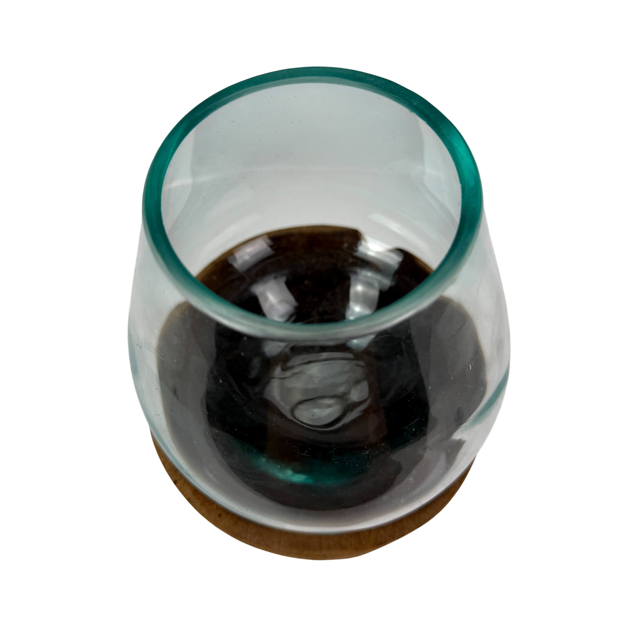 Alt View 1. Things2Die4 - Decorative Glass Candle Lantern Natural Wood Base 6.5 in Handmade Accent - Natural.