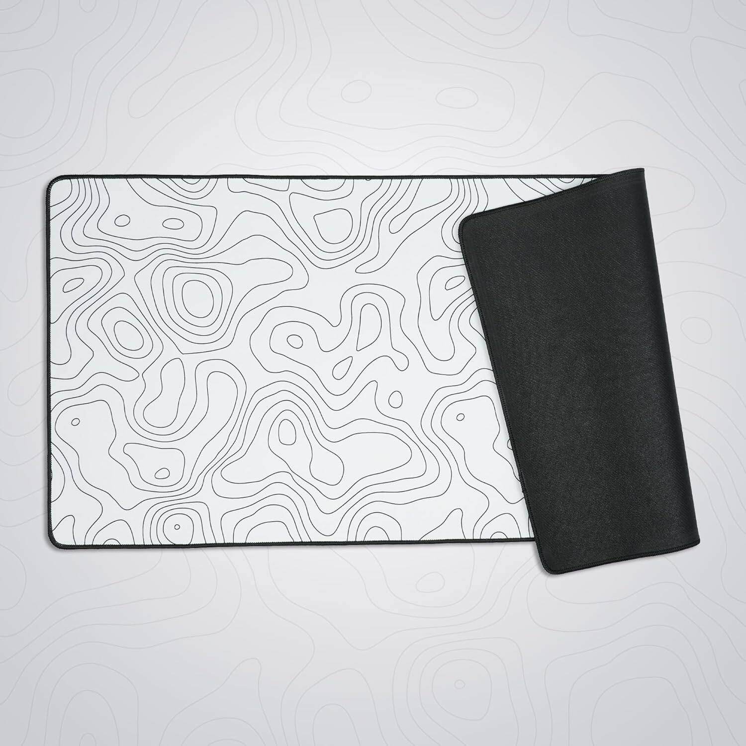 Left. Womier - Womier Topographic map XXL Mousepad Rubber mat Desk pad Gaming Extended Stitched Non-Slip Base Waterproof Laptop PC - White.