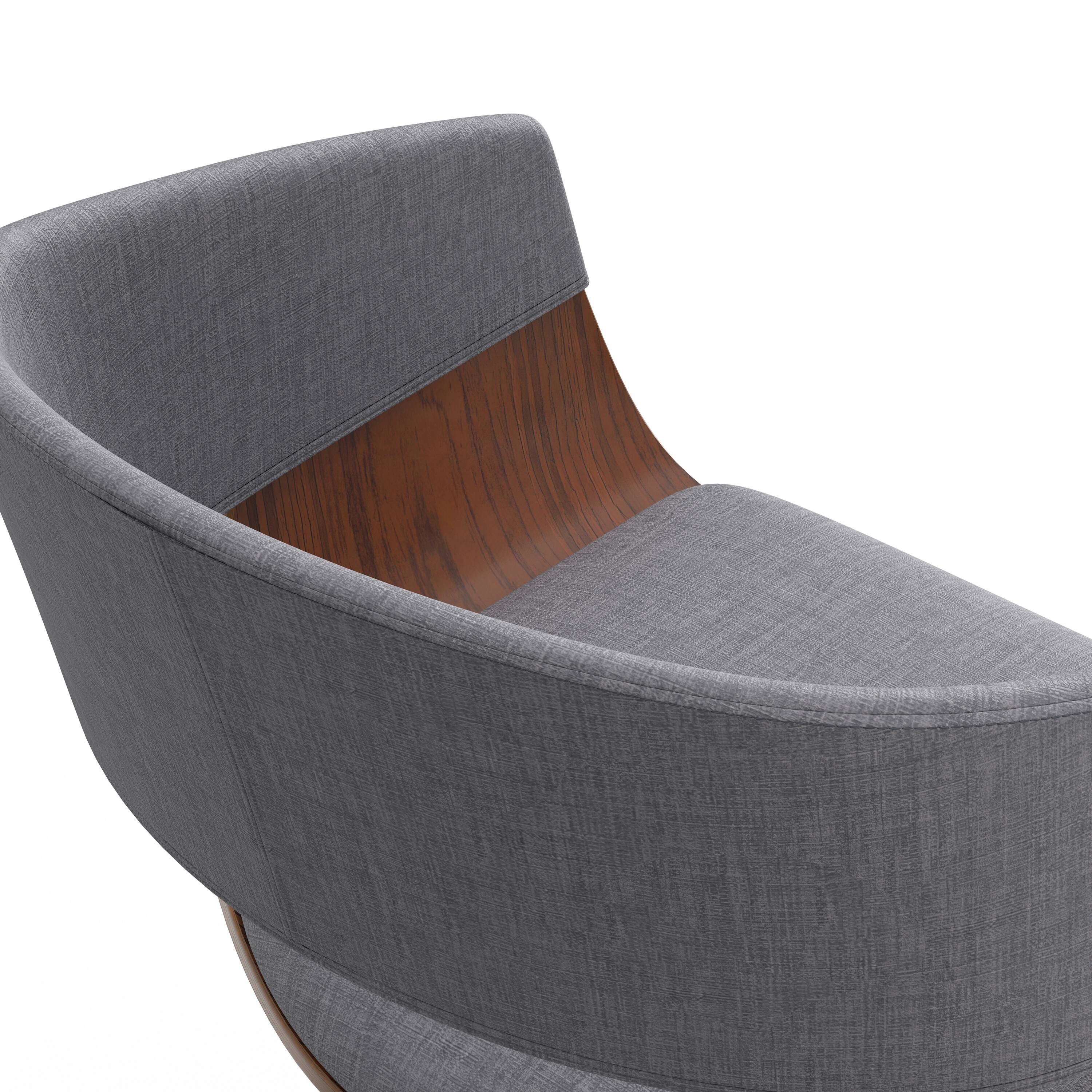 Alt View 6. Simpli Home - Lowell Mid Century Modern 33 inch Adjustable Swivel Bar Stool in Light Grey Linen Look Fabric - Light Grey.