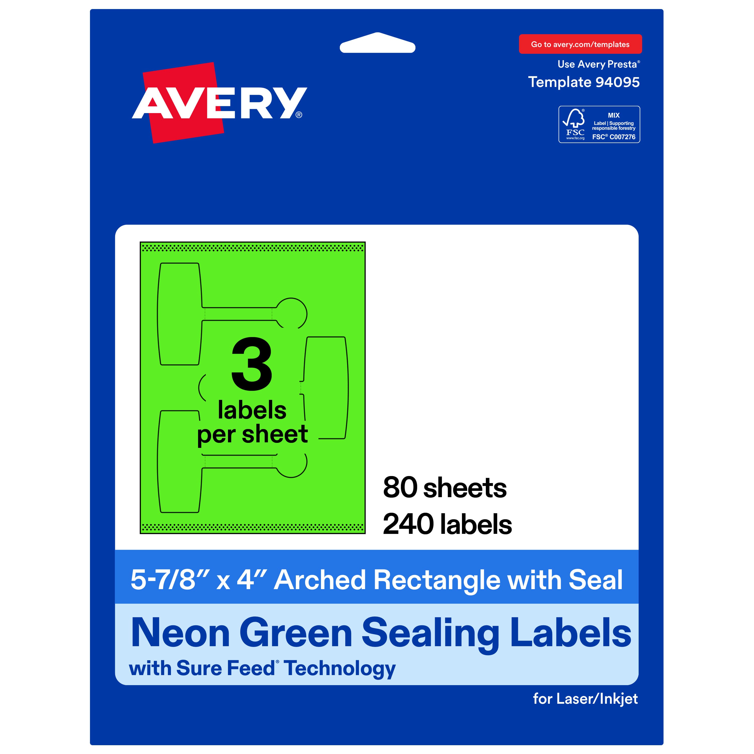 "Avery - Avery® Sealing Labels, 5-7/8"" x 4"", Neon 240 Total - Green" price history on PriceWatchPro