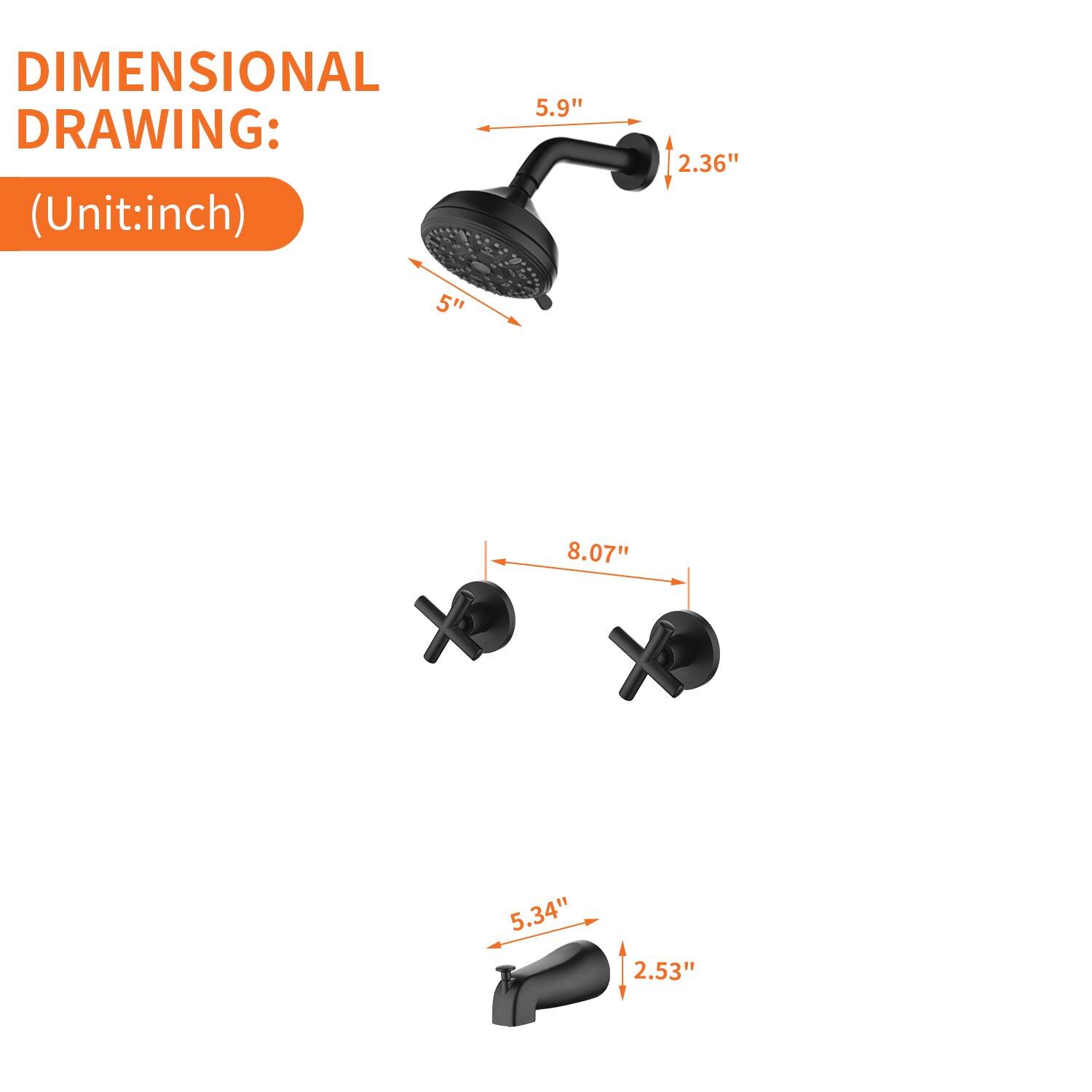 DIMENSIONAL DRAWING:  
(Unit: inch)  
5.9" x 2.36"  
5"  
8.07"  
5.34" x 2.53"