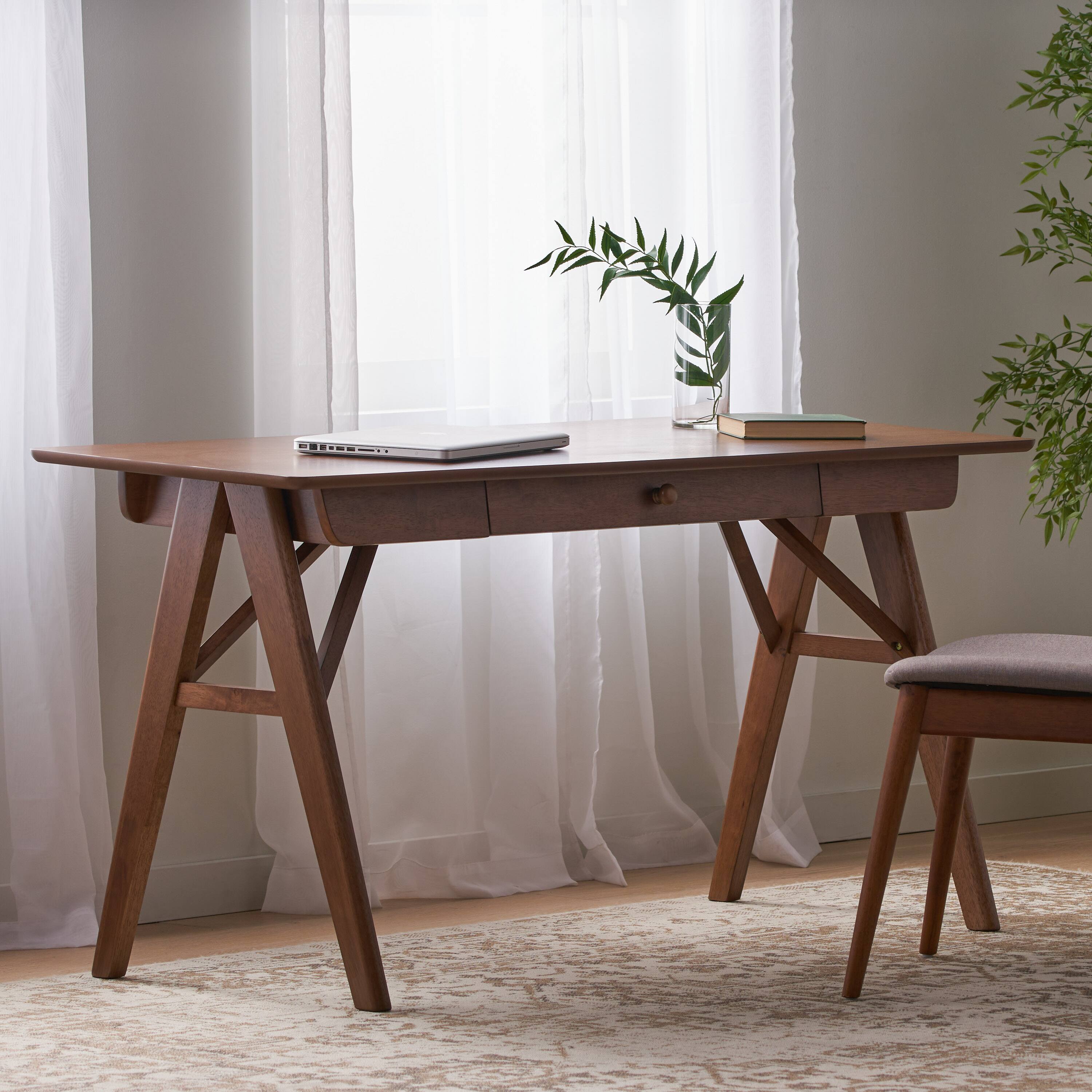 Left. TinyHomie - Wood Desk with Drawers Gaming Study Home Office Desks for Work Student PC Desk Walnut Color 57 inch - Walnut.