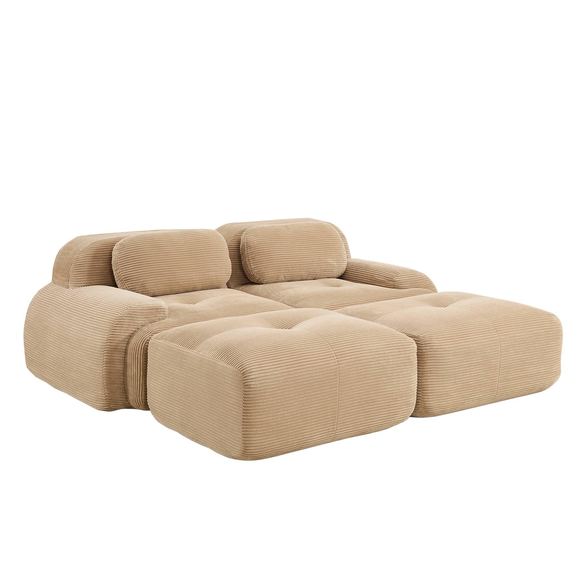 Alt View 10. LOVMOR - 2 Seat Modular No Assembly Corduroy Couch Compressed Pack Anti Slip Curved Armrests For Bedroom Lounge Soft TV - Camel.