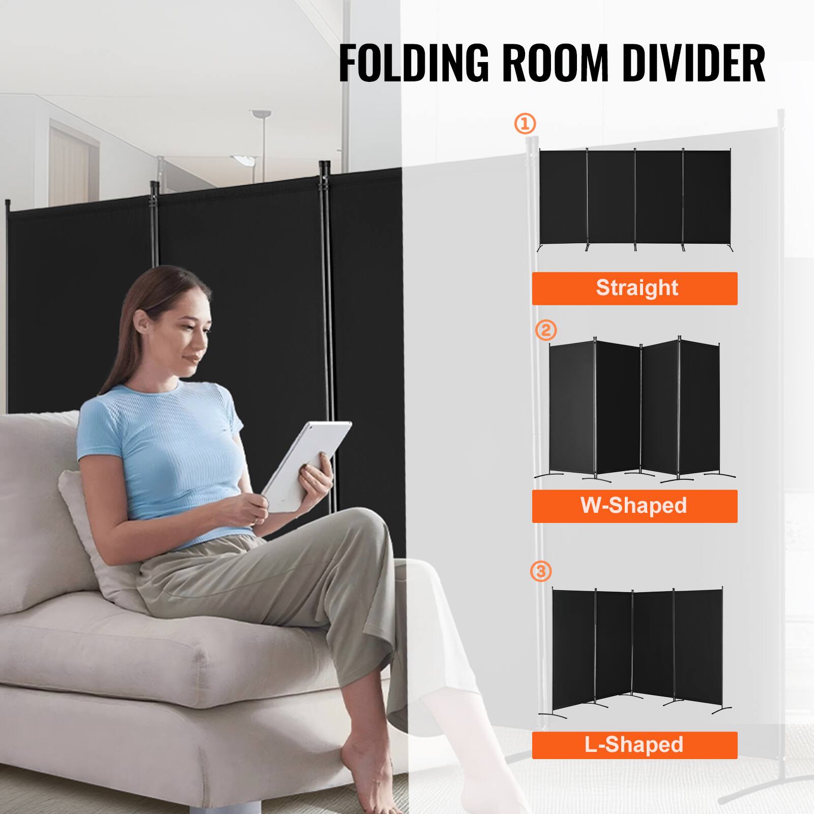 FOLDING ROOM DIVIDER
1. Straight
2. W-Shaped
3. L-Shaped
