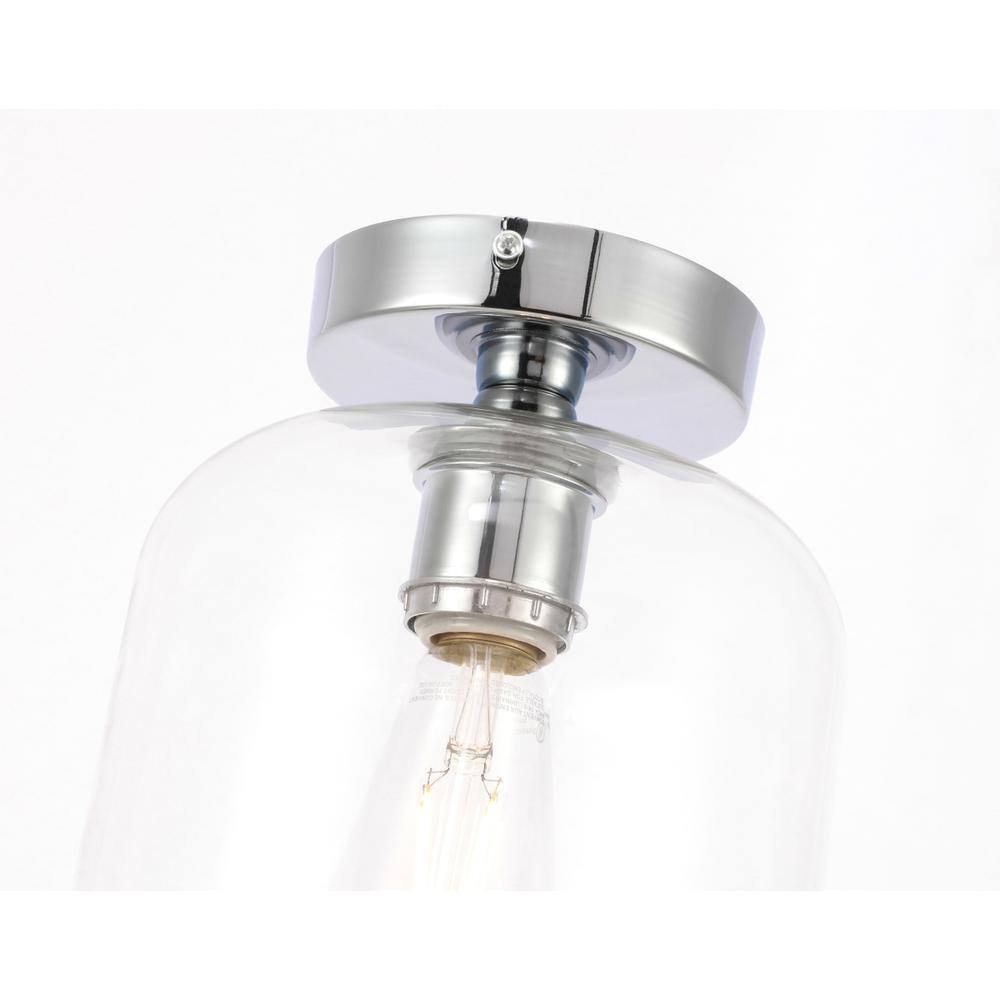 Back. Living District - Collier 1 light Chrome and Clear glass Flush mount - Chrome And Clear Glass.