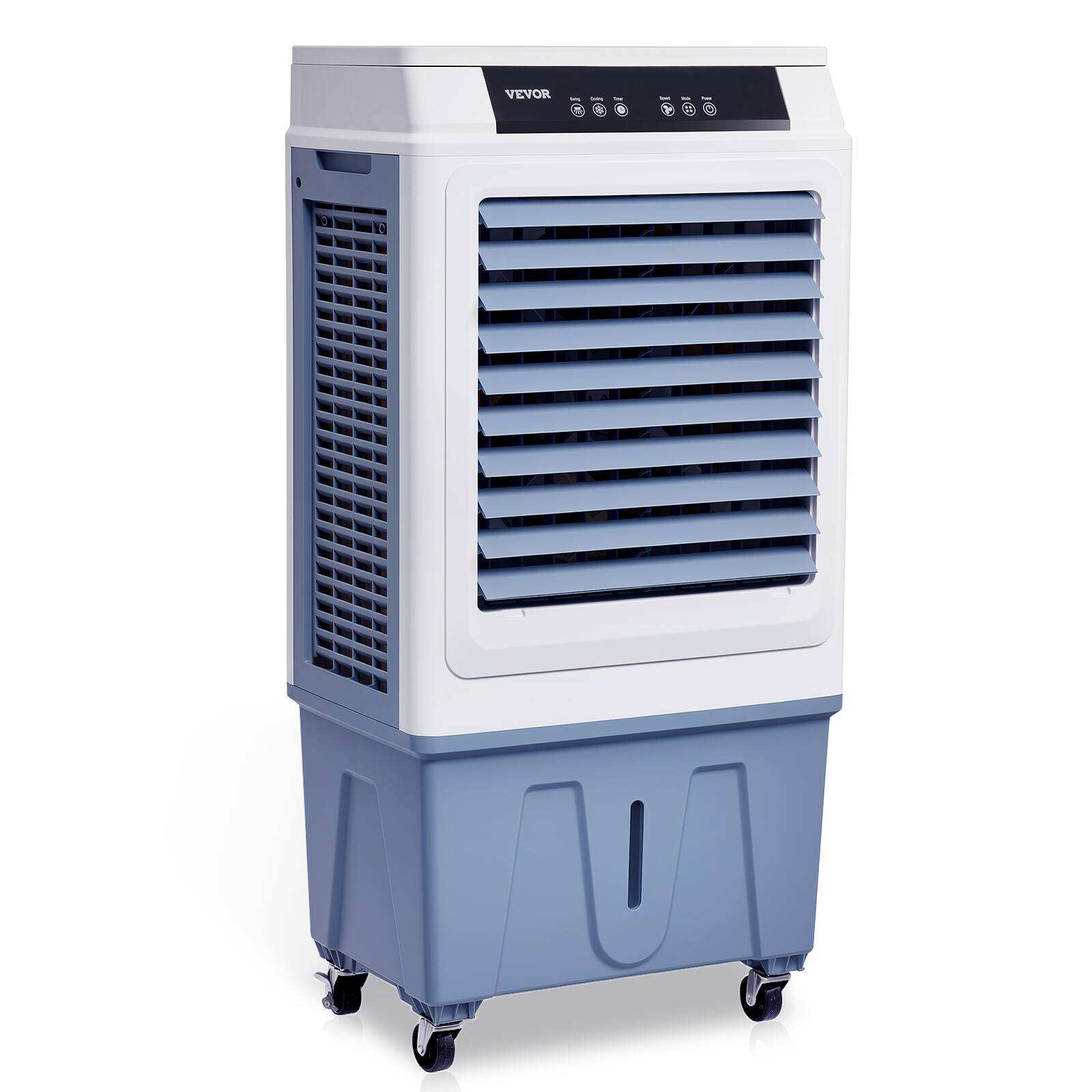 Alt View 5. VEVOR - Evaporative Air Cooler,3100 CFM with 9 Gallon Water Tank Swamp Cooler,Portable Cooling Fan with Remote Control,12H Timer - White + Blue.