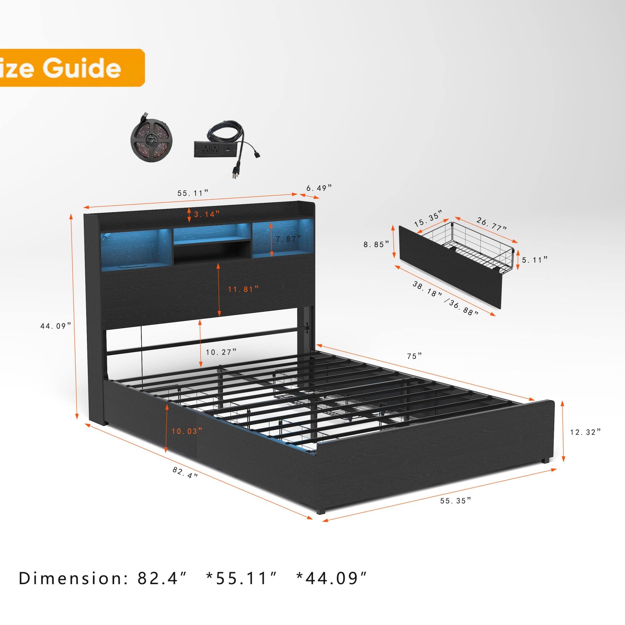 Size Guide

- 55.11"
- 3.14"
- 6.49"
- 7.87"
- 8.85"
- 15.35"
- 26.77"
- 77"
- 5.11"
- 11.81"
- 38.18"
- 18h / 36.88%
- 10.27"
- 75"
- 10.03"
- 12.32"
- 32"
- 82.4"
- 55.35"

Dimension: 82.4" * 55.11" * 44.09"