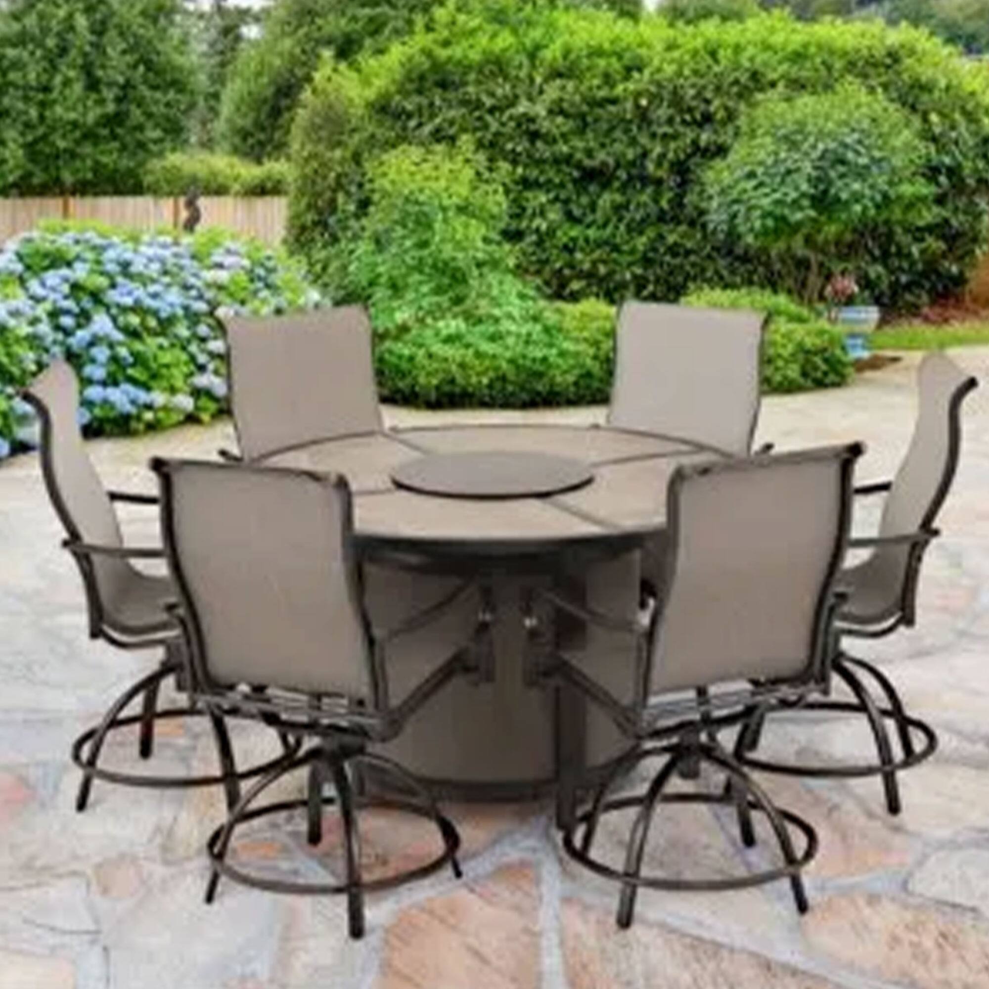 Alt View 2. Four Seasons Courtyard - Four Seasons Courtyard Edison Park 54 Inch LP Gas Fire Pit Table, Gray Finish - Gray.