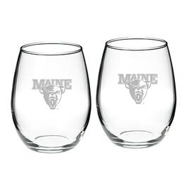 Jardine - Maine Black Bears 2-Piece 21oz. Stemless Wine Glass Set - Multicolor