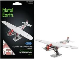 Model Kit Ford Trimotor Transport Aircraft (Moderate Difficulty) Steel Model by Metal Earth - White and Red