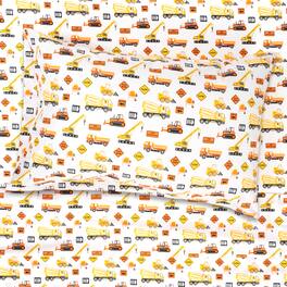Sweet Home Collection - Kids' Printed Classic & Bright Ultra Soft Microfiber Sheet Sets - Full - Construction Trucks