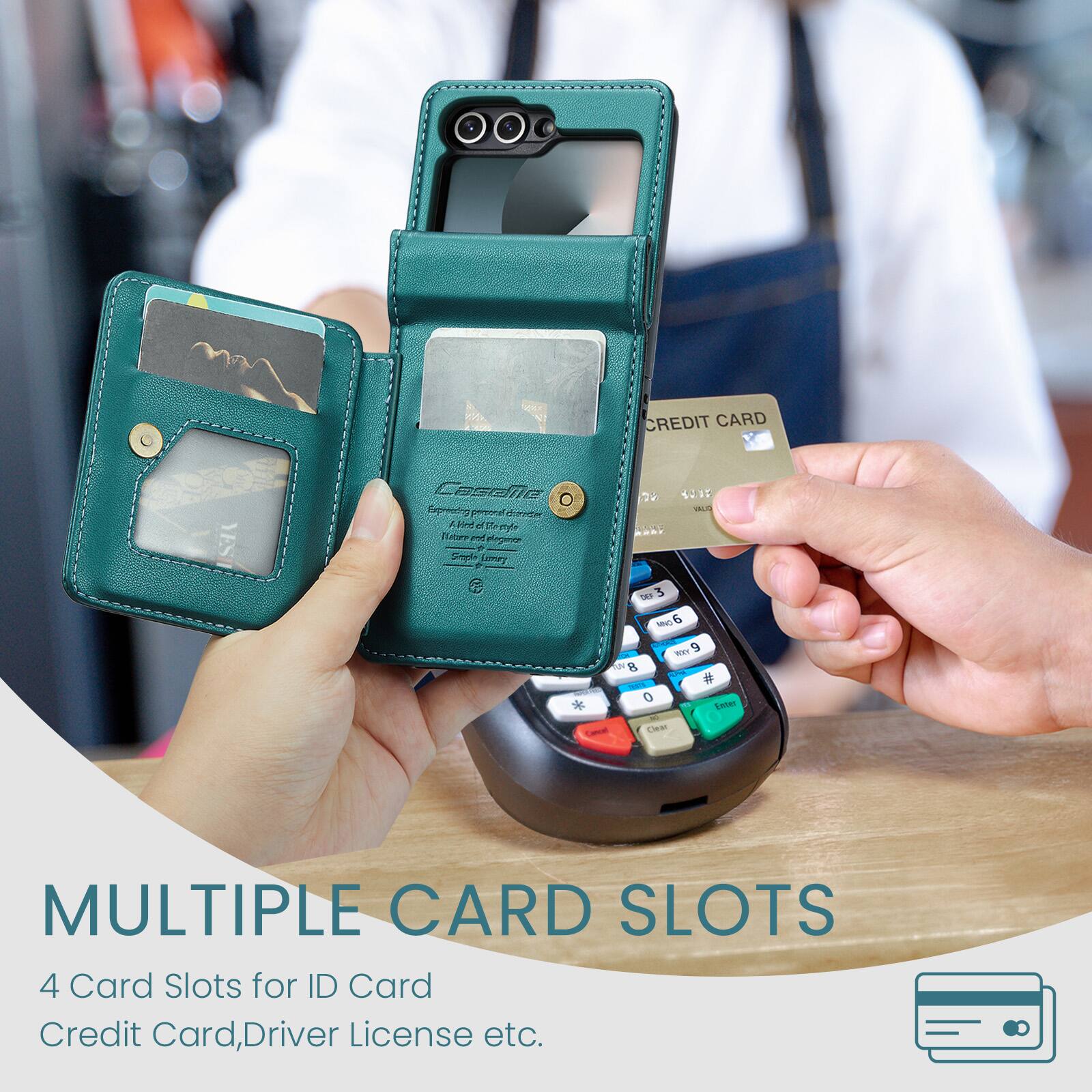 CREDIT CARD YES Caselln Exprecting 1 porponal d e Find of Say 1 ilora F ntngto + Srogde Leerg & NT A bar - IC  as - I - 0 CM Lader

MULTIPLE CARD SLOTS
4 Card Slots for ID Card Credit Card, Driver License etc.