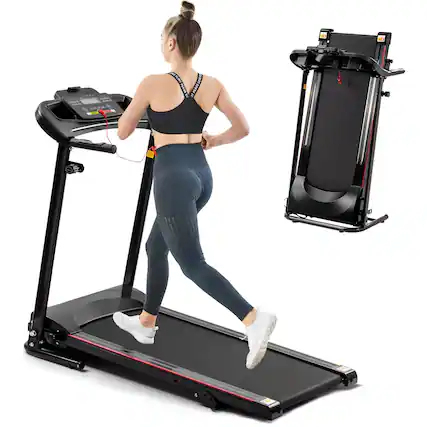 Front. Loheer - Loheer Folding Treadmill with Bluetooth Incline Portable Running Machine Home Gym - Black.