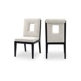 Meridian Furniture - Gwendolyn Cream Linen Textured Fabric Dining Side Chair, Set of 2 - Beige