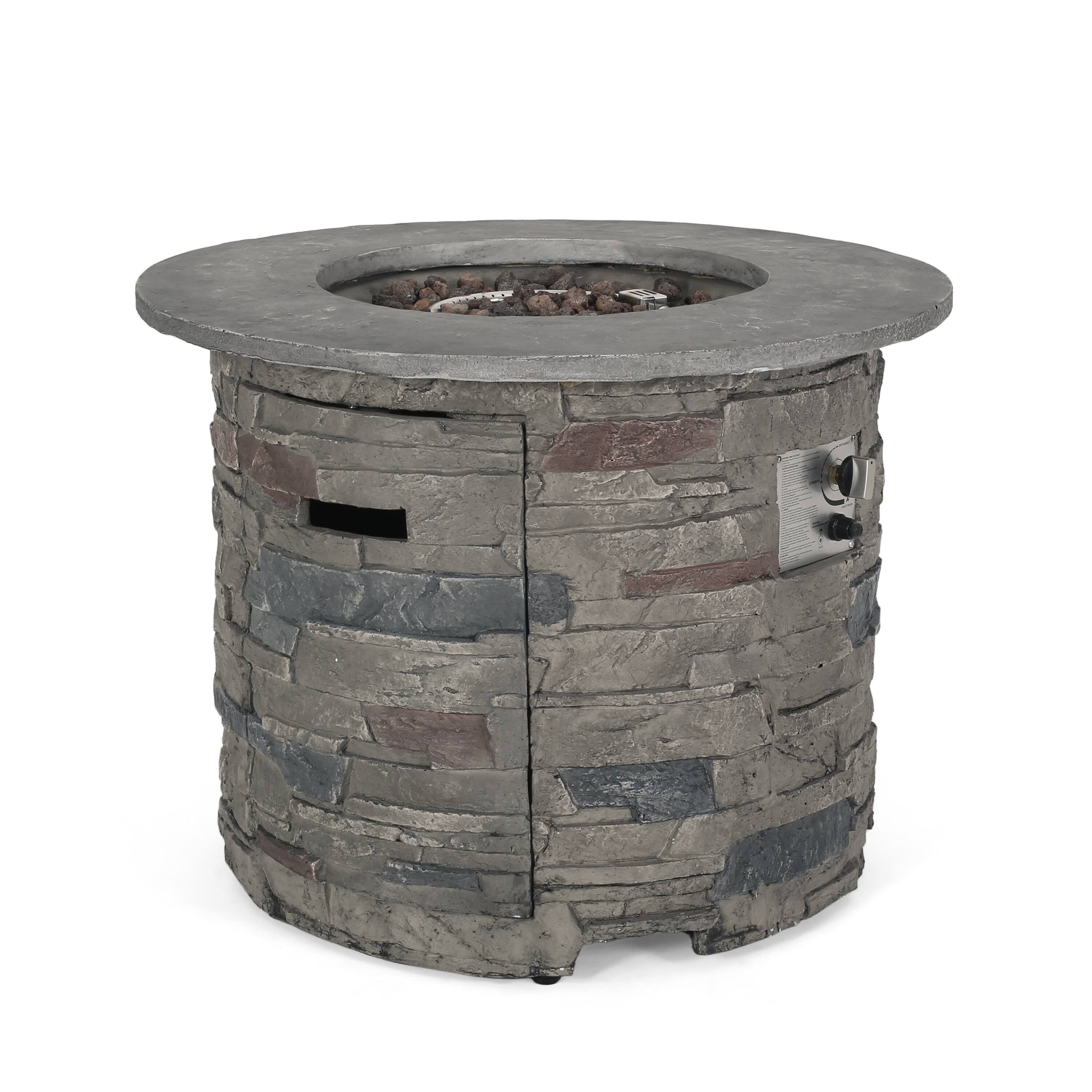 Alt View 5. APRILSOUL - Outdoor 32 inch Round MgO Propane Fire Pit Grey Top 40000 BTU - Stone Gray.