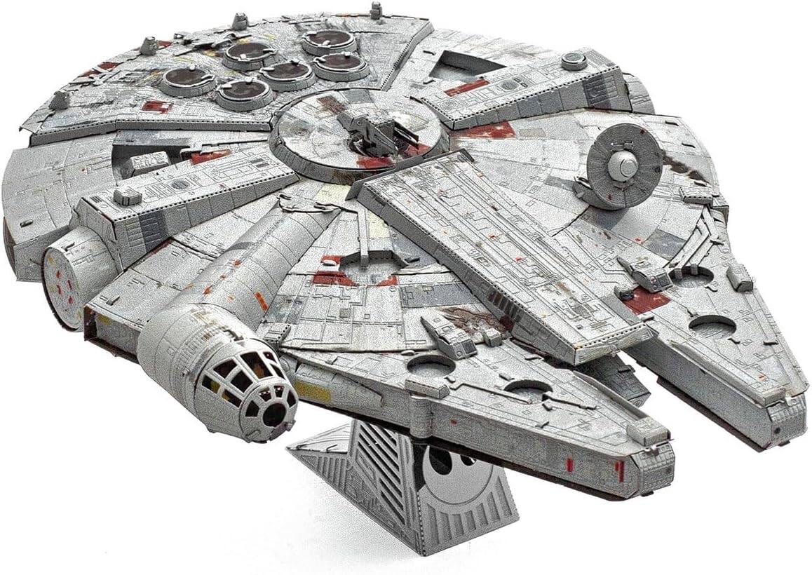 Alt View 3. Metal Earth - Metal Earth Premium Series Star Wars Millennium Falcon Color 3D Metal Model Kit Fascinations - Silver.
