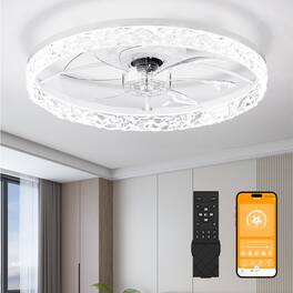 Loheer - Ceiling Fan with Lights 23.6 Inch, Remote and App Control, Dimmable LED, 6 Speed Quiet DC Motor, White