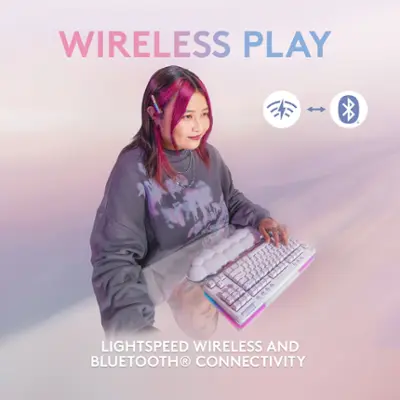 Logitech - G715 Aurora Collection TKL Wireless Mechanical Tactile Switch Gaming Keyboard for PC/Mac with Palm Rest Included - White Mist
