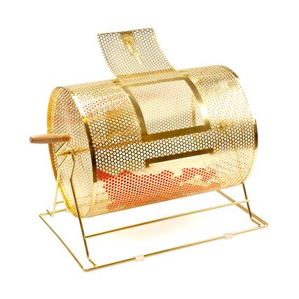 Front. GSE Games & Sports Expert - Raffle Drum, Medium Brass Raffle Ticket Spinning Cage, Holds 5,000 Tickets or 200 Ping Pong Balls.