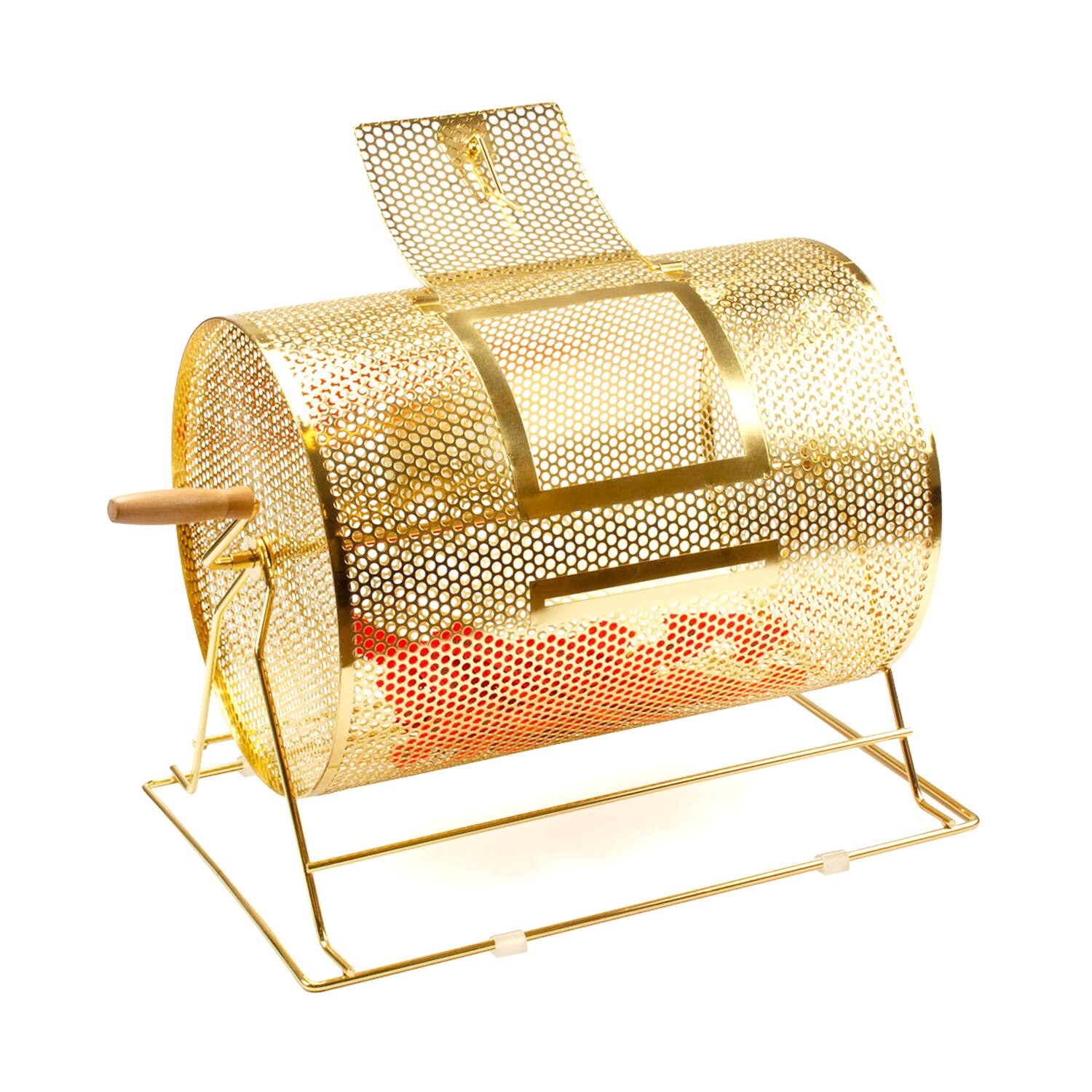 Front. GSE Games & Sports Expert - Raffle Drum, Medium Brass Raffle Ticket Spinning Cage, Holds 5,000 Tickets or 200 Ping Pong Balls.