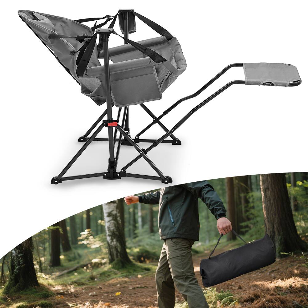 Back. Ainfox - Ainfox Hammock Camping Chair with Footrest - gray.