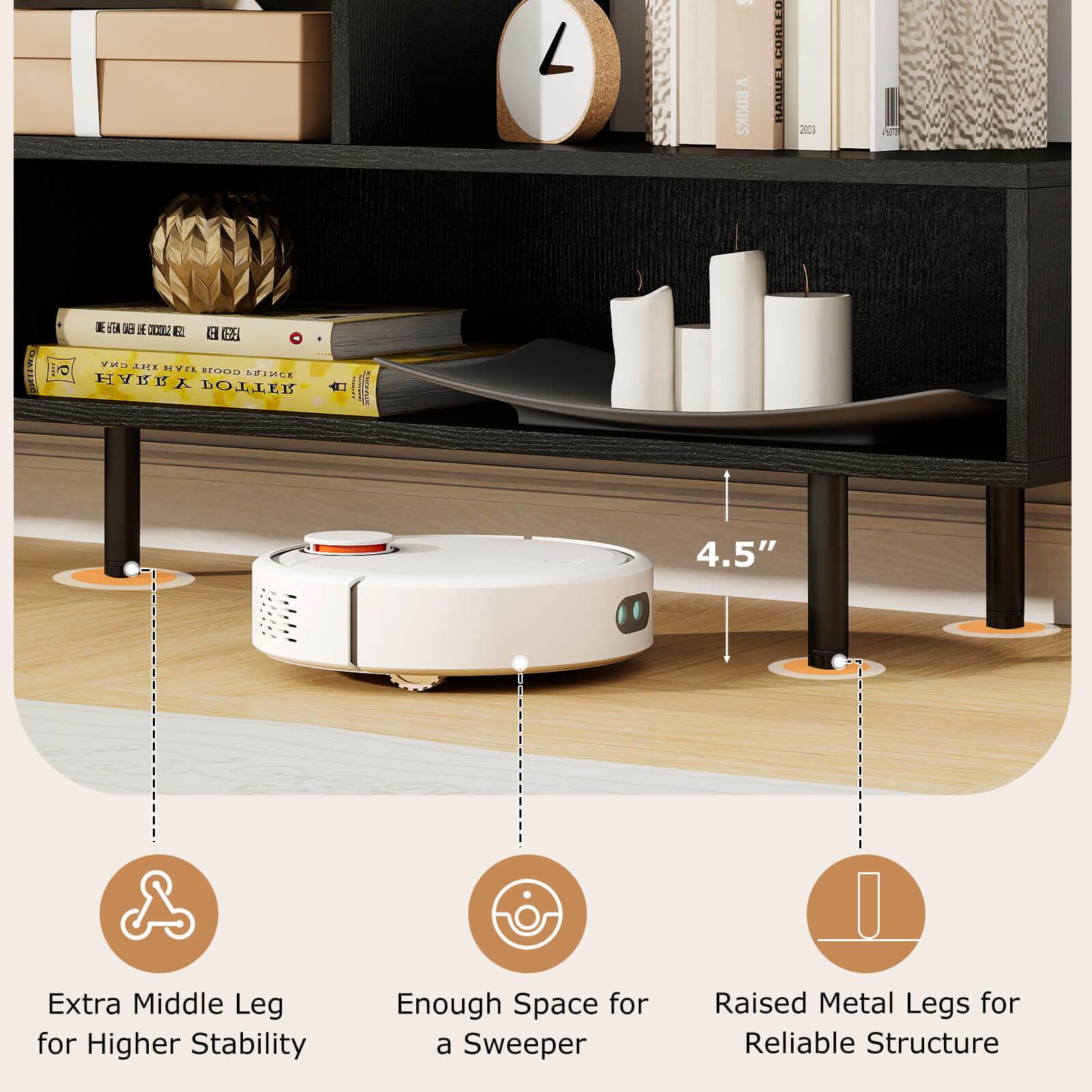 L - VBO0KS CORLLO HAQULL 20G3 N Od X G C Van A1E P B RITD RIIGE HARRY  
THNS 4.5" I Extra Middle Leg for Higher Stability  
Enough Space for a Sweeper  
Raised Metal Legs for Reliable Structure