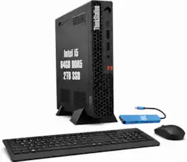 Lenovo - Upgraded - ThinkStation P3 Tiny Workstation Mini PC, ThinkCentre-Style Business Desktop, Intel Core i5, 64GB RAM, 2TB SSD, Win11Pro - Black