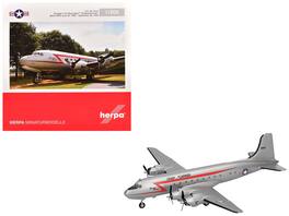 Herpa - Douglas C-54 Skymaster Transport Aircraft Rosinenbomber (44-9063) United States Air Force 1/200 Diecast Model Airplane - Silver, Red