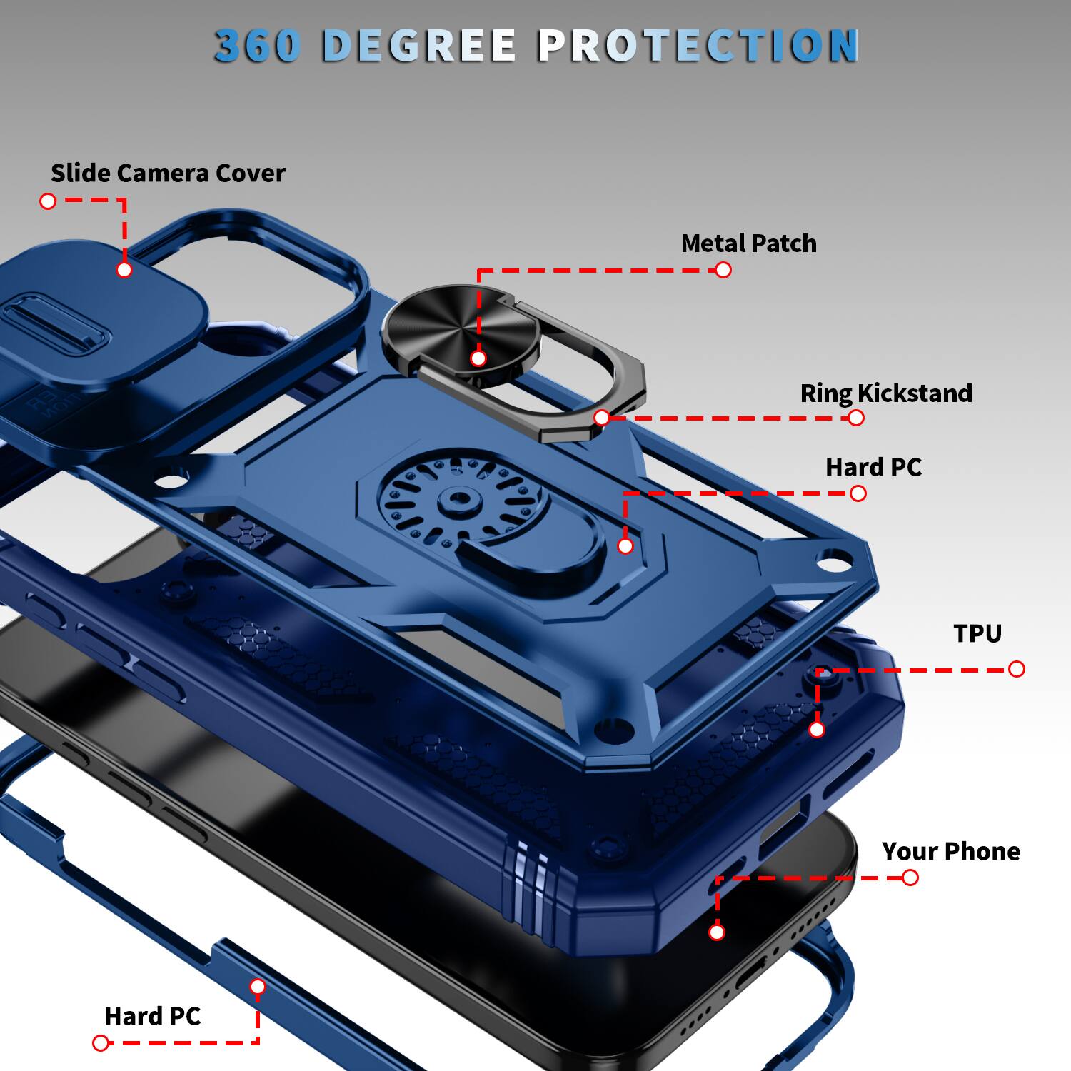 360 DEGREE PROTECTION

Slide Camera Cover
Metal Patch
Ring Kickstand
Hard PC
TPU
Your Phone
