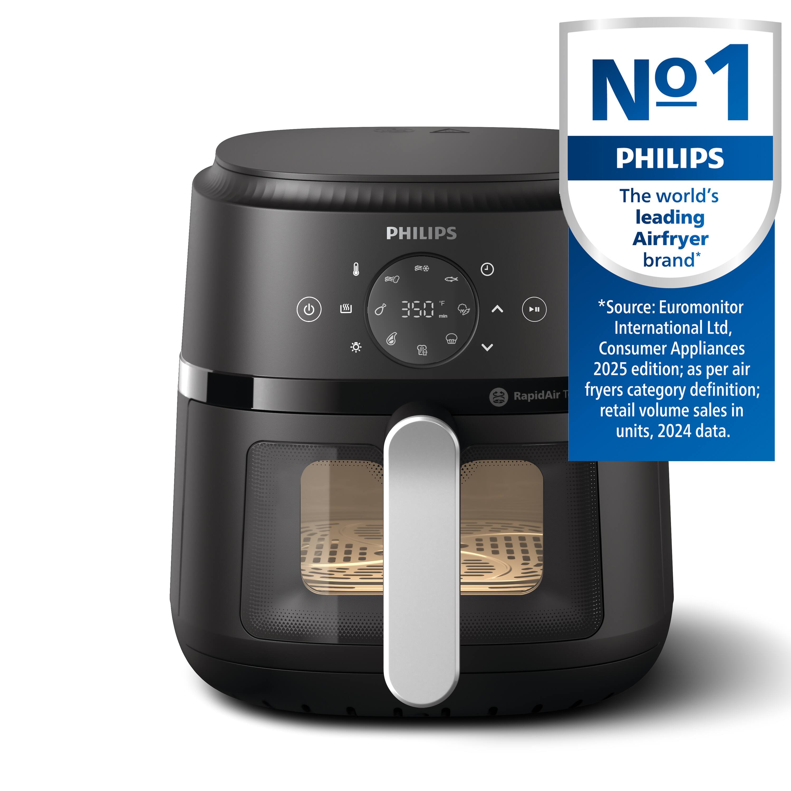 1 PHILIPS - The world's leading Airfryer brand*  
MY 350  
RapidAir  

*Source: Euromonitor International Ltd, Consumer Appliances 2025 edition; as per air fryers category definition; retail volume sales in units, 2024 data.