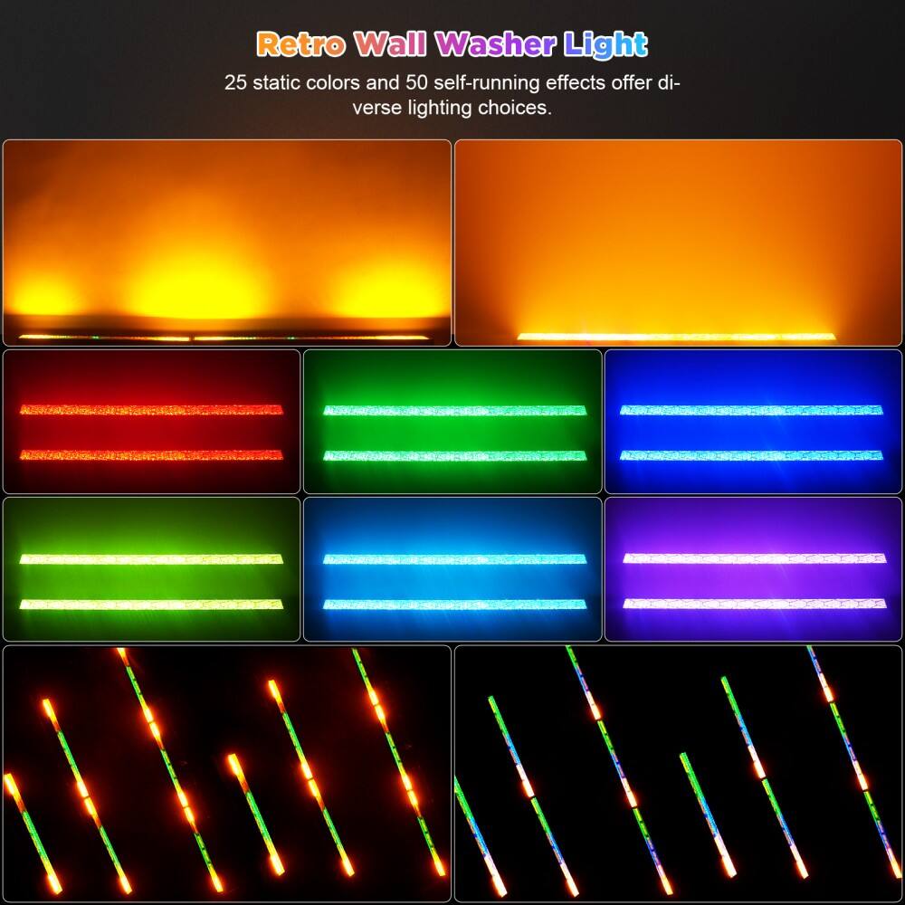 Retro Wall Washer Light

25 static colors and 50 self-running effects offer diverse lighting choices.