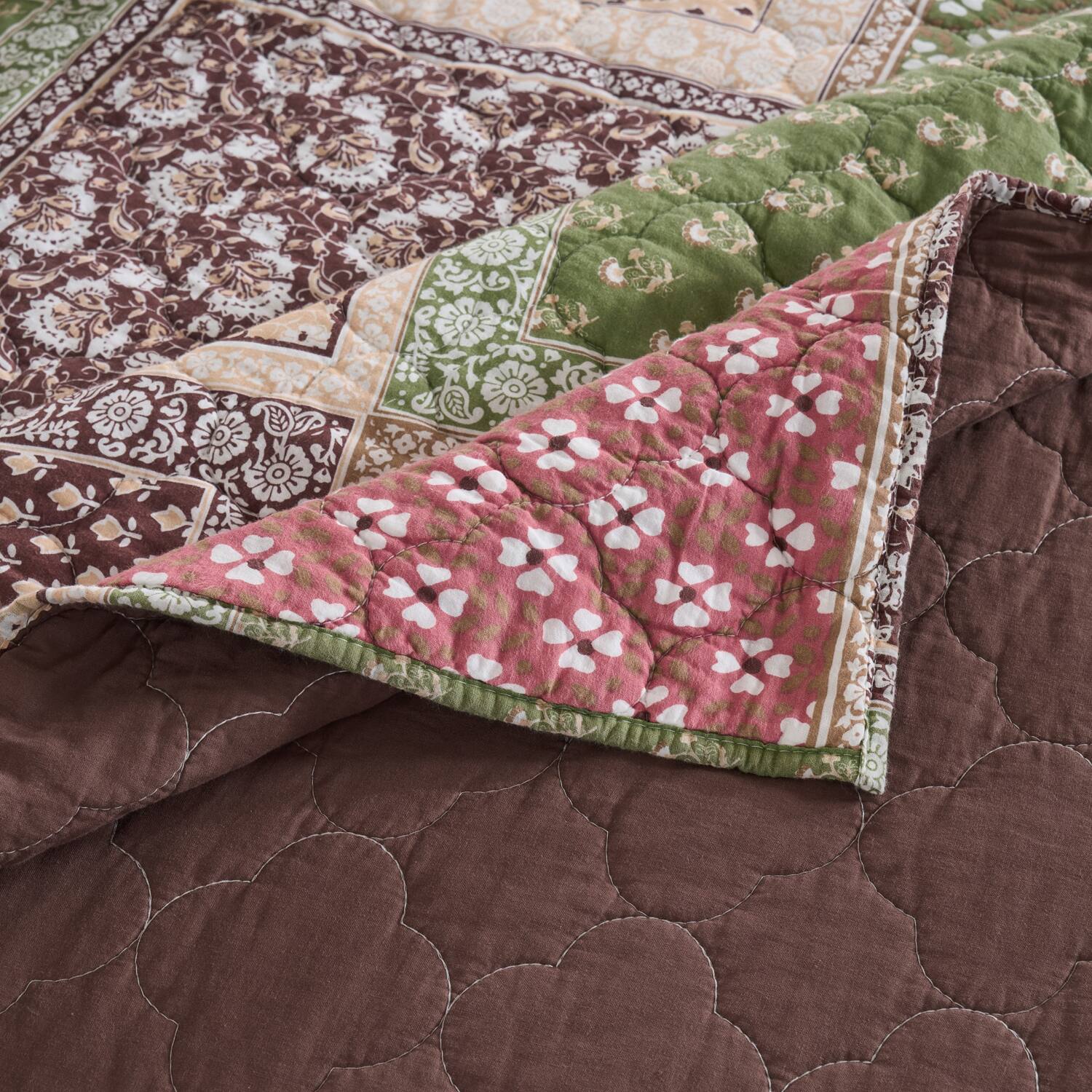 Alt View 1. Greenland Home Fashions - Greenland Home Fashion Priya 100% Cotton Reversible Accessory Throw Blanket 50" x 60" Multicolor - Multi.