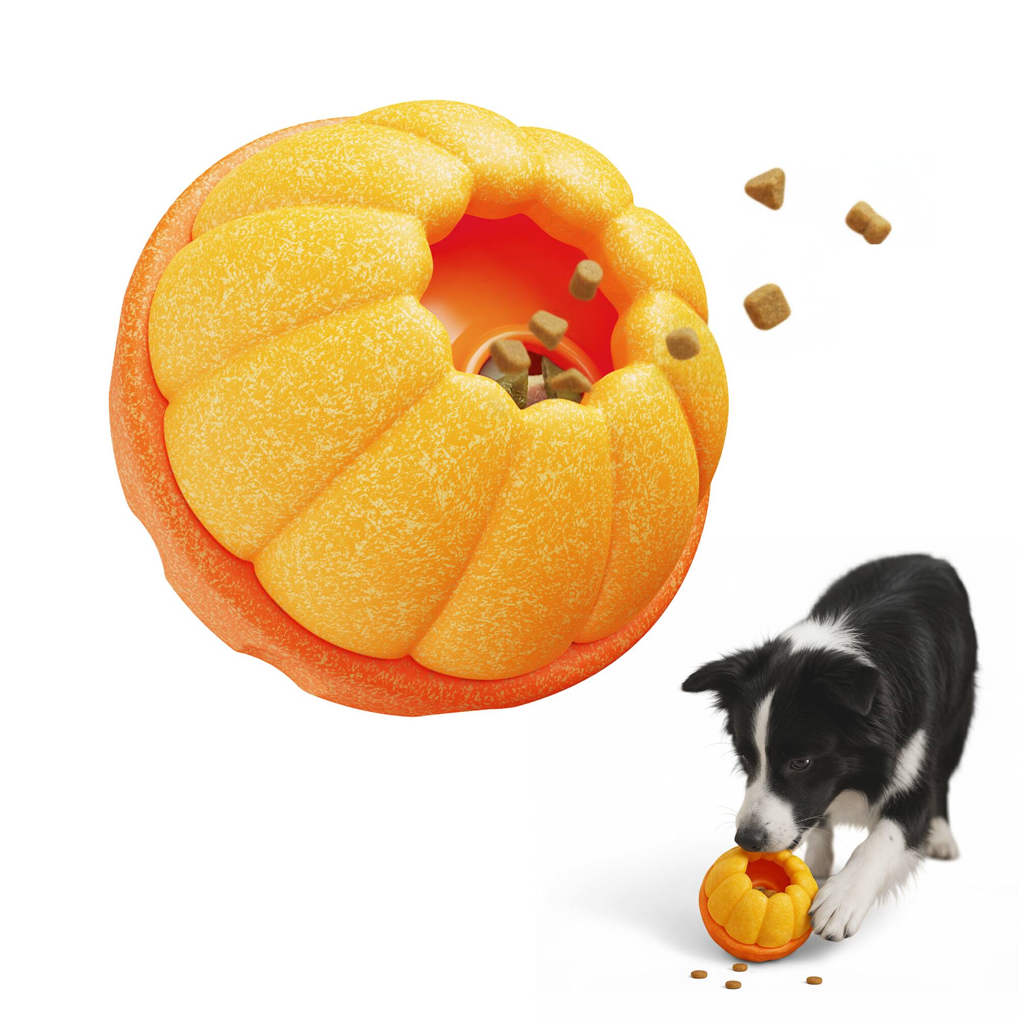 Front. PawsPik - PawsPik 2-in-1 Rolling Treat Dispenser & Frozen Lick Enrichment Dog Toy, Orange, Small - orange.