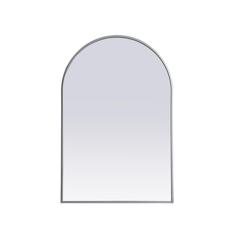 Back. Elegant Decor - Metal Frame Arch Mirror 24x36 Inch in Silver - Silver.
