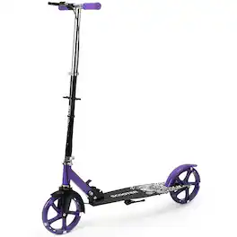 Topteng - Foldable Kick Scooter for Adult & Teen–8" Luminous PU Wheel,Dual Brakes,Anti-Slip Deck,Height Adjustable,Fit for Commute - Purple