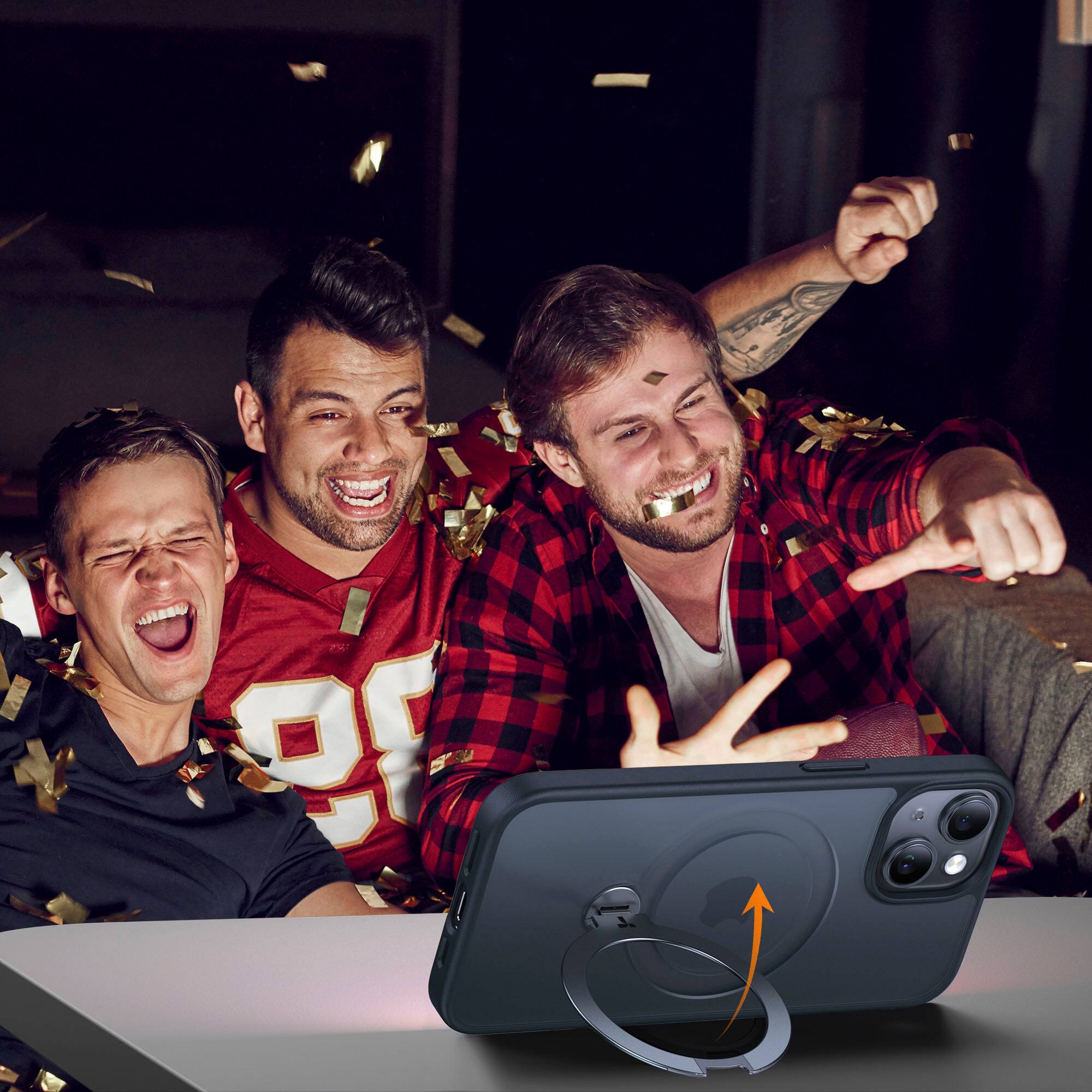 Alt View 14. TORRAS - UPRO Ostand Spin 360° Magnetic Stand Military Grade Shockproof & MagSafe-Compatible Case for Apple iPhone 15 - Black.