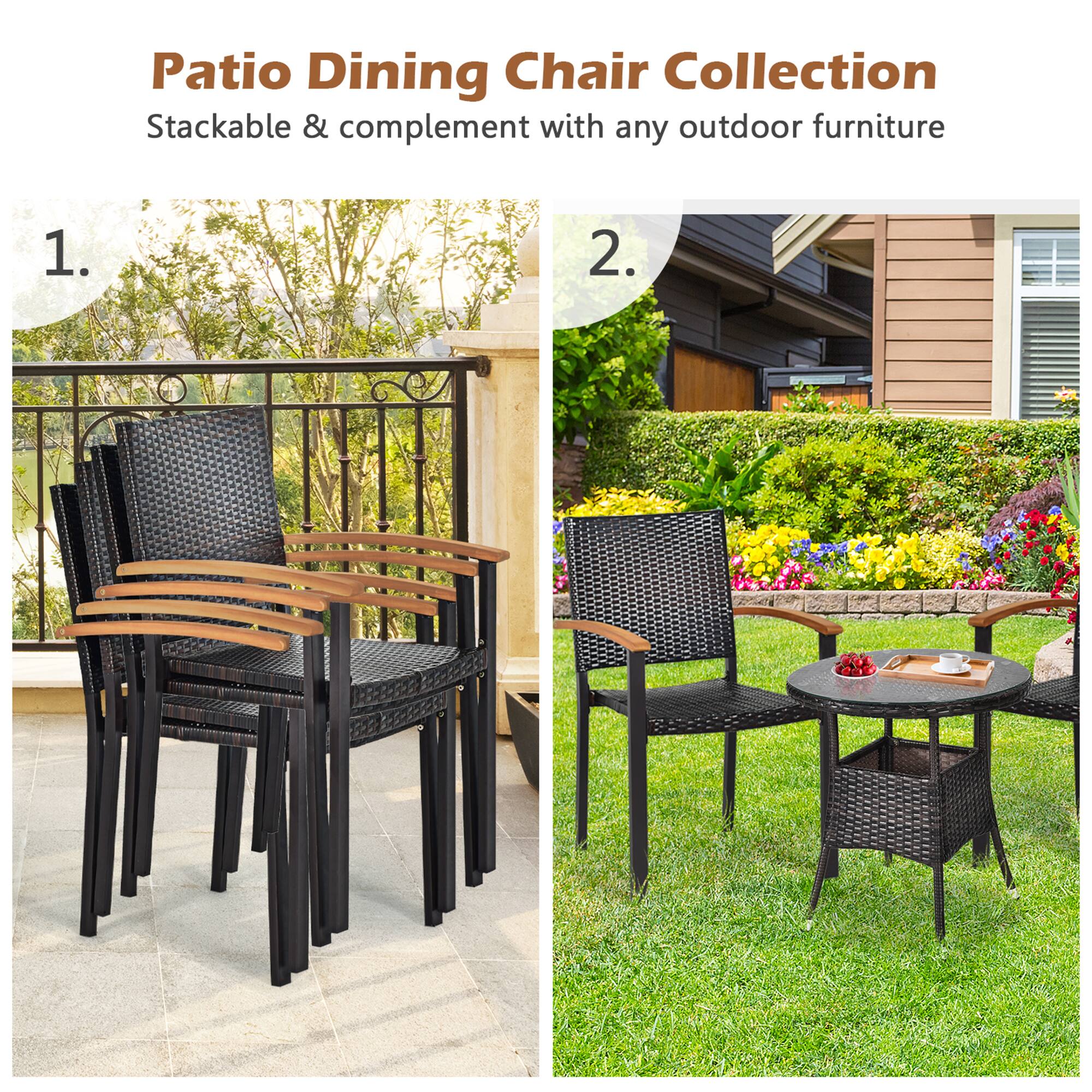 Patio Dining Chair Collection  
Stackable & complement with any outdoor furniture  

1.  
2.