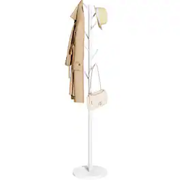 Stylel Star - Yoobure Coat Rack Freestanding with Natural Marble Base - Coat Tree with 8 Hooks Heavy Duty Coat Hanger Stand - White