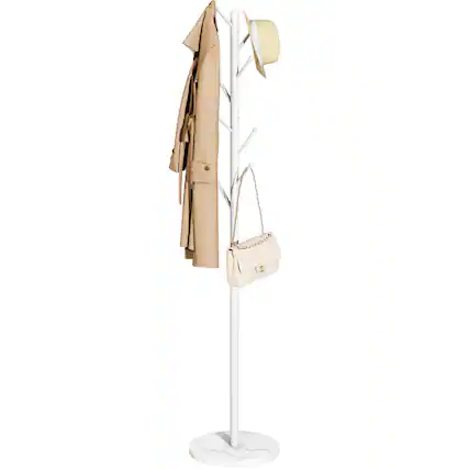 Front. Stylel Star - Yoobure Coat Rack Freestanding with Natural Marble Base - Coat Tree with 8 Hooks Heavy Duty Coat Hanger Stand - White.