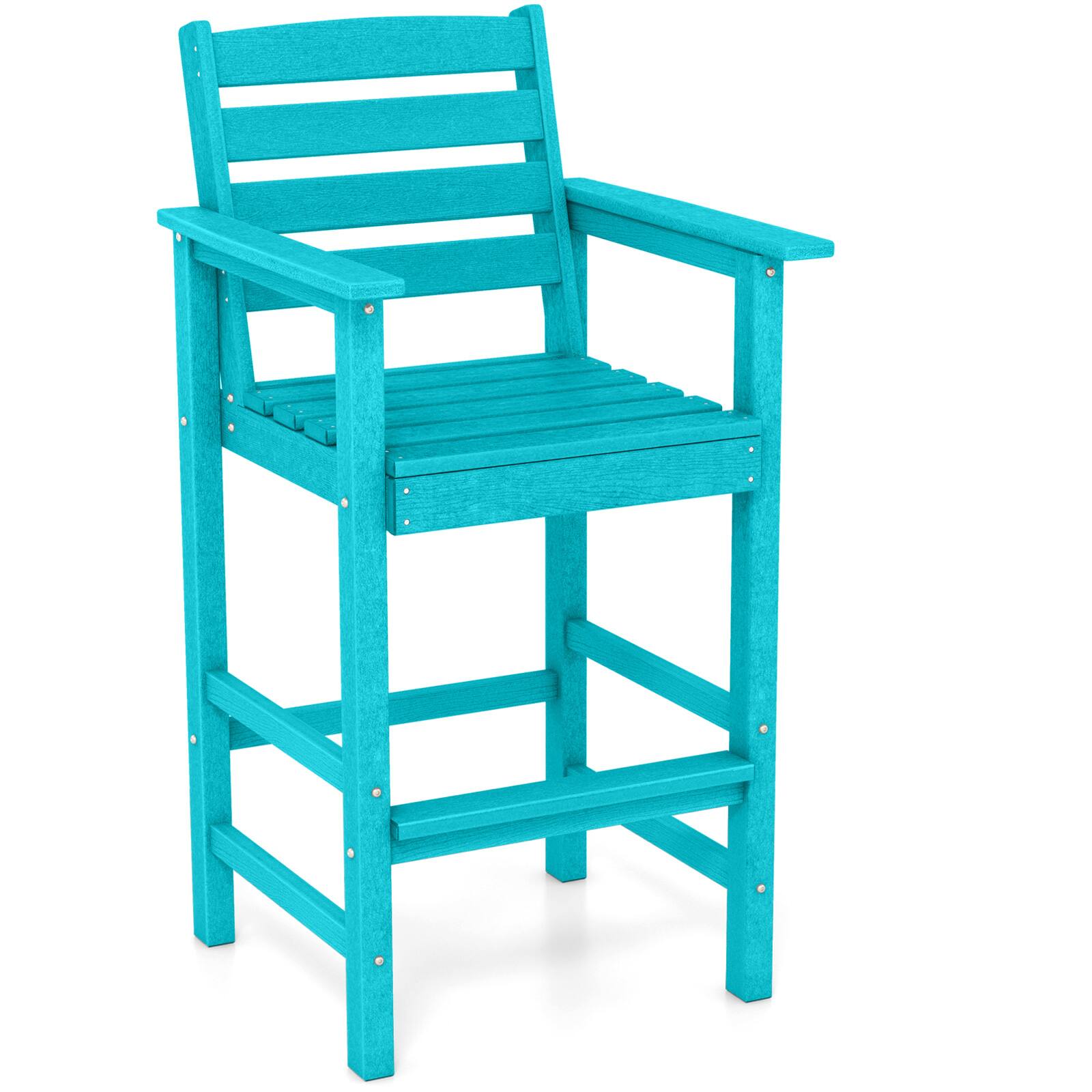 Alt View 9. Gymax - Gymax Patio Adirondack Bar Chairs Set of 4 w/ Wide Armrests & Footrest Backrest - Green.