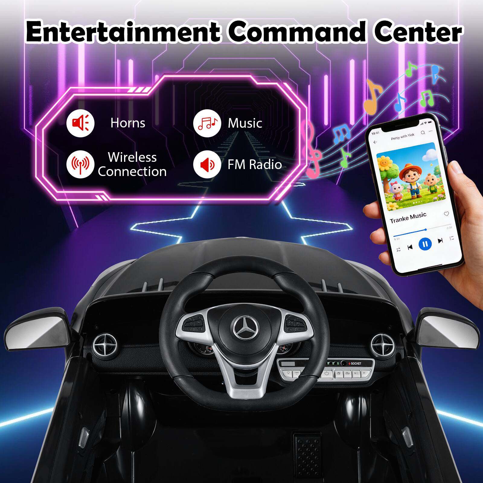 Entertainment Command Center  
Horns  
Music  
Wireless Connection  
FM Radio  
Tranke Music