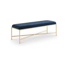 Meridian Furniture - Valley Navy Chenille Fabric Bench - Blue