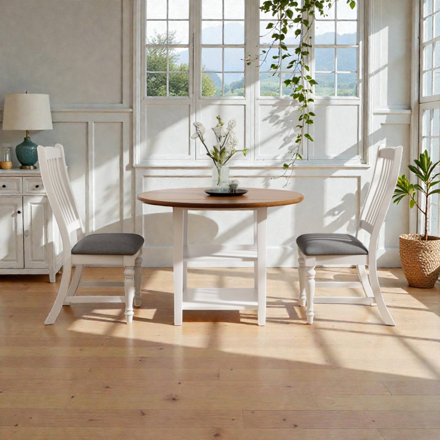 Front. Hivvago - Solid Wood–Legged Side Chairs for Dining and Kitchen - Set of 2 - White.
