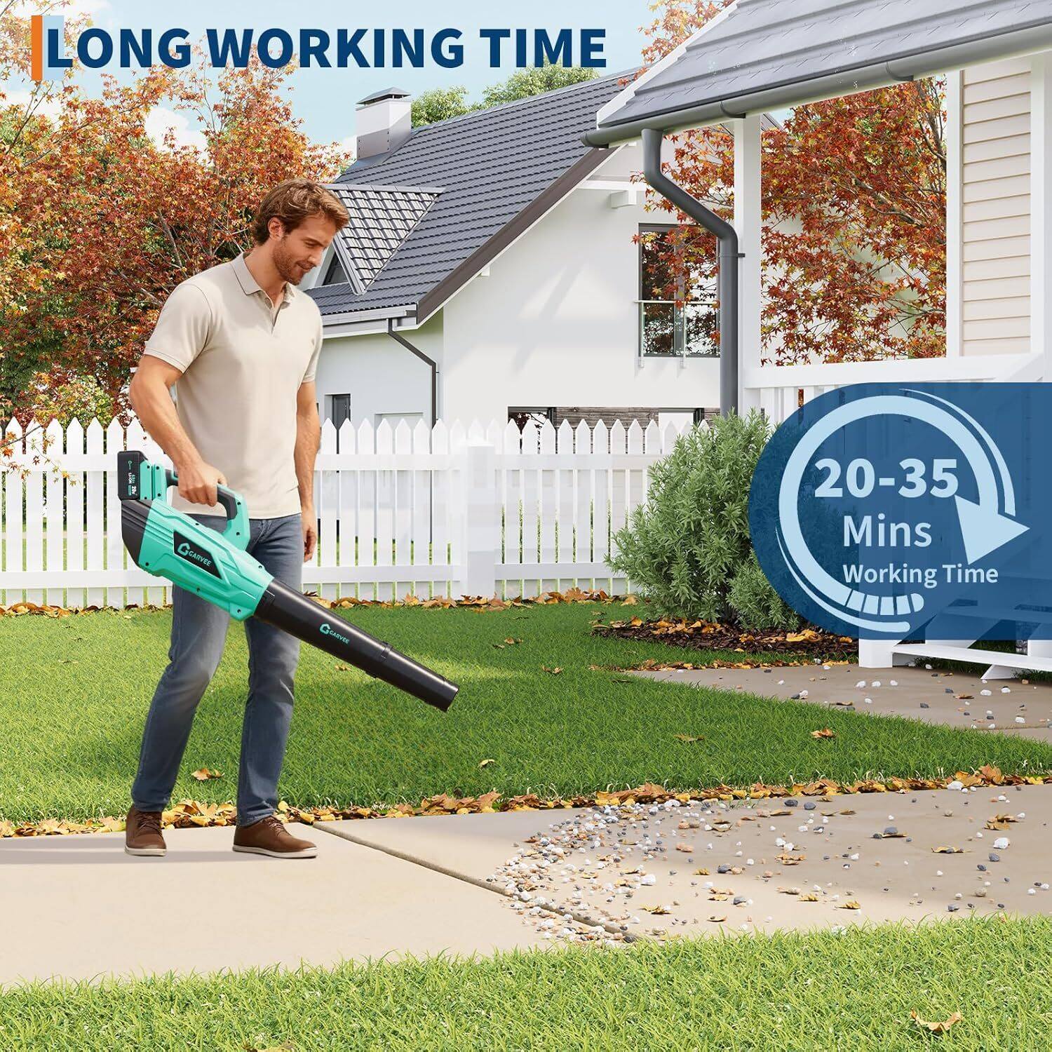 Left. Acekool - 2 Speed 700CFM 250MPH Cordless 20V Electric Leaf Blower for Lawn Care, Blowing Leaves, Patio, Dust, Blue - Blue.