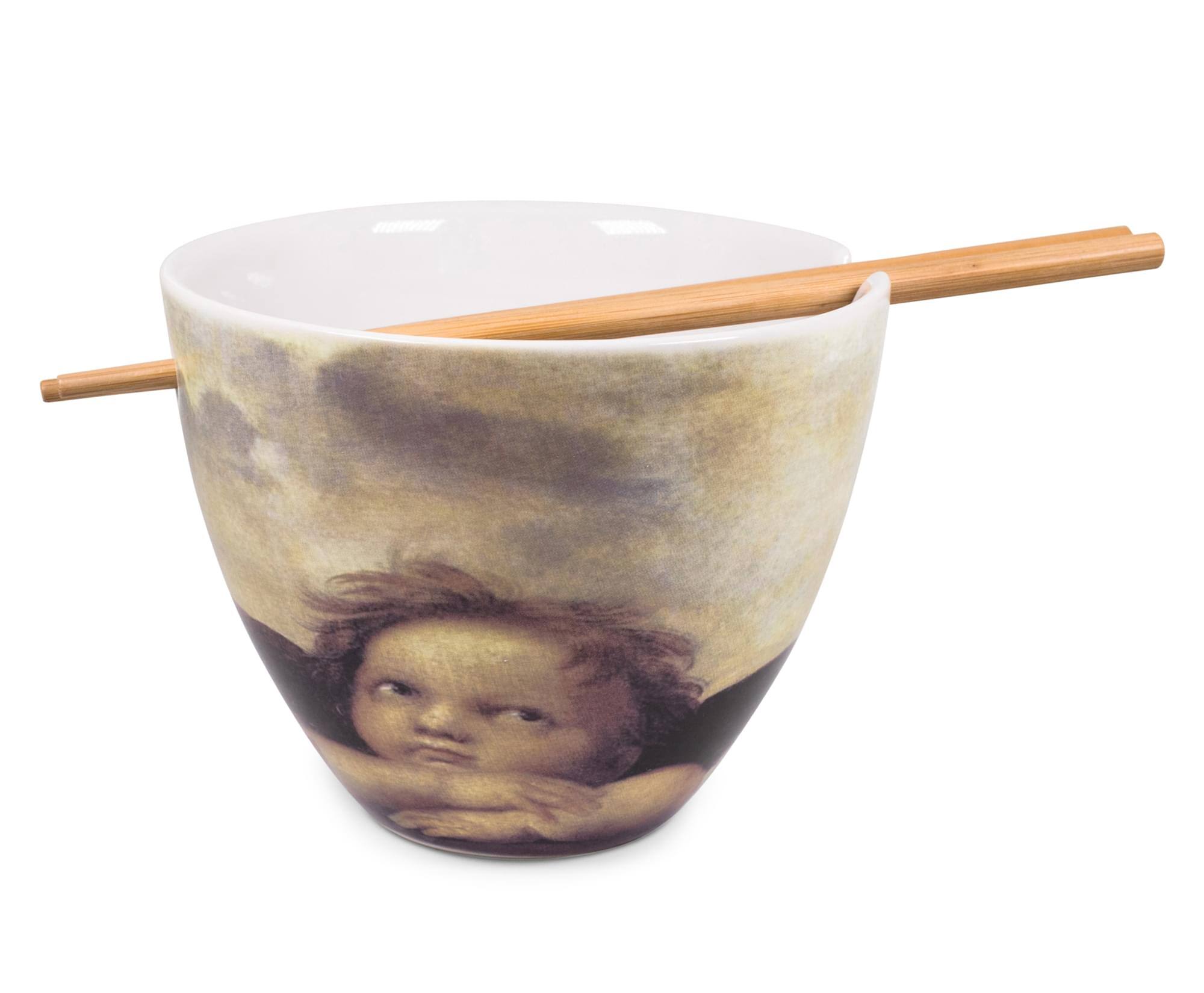 Alt View 1. Boom Trendz - Bowl Bop Cherub Fine Art Japanese Dinner Set | 16-Ounce Ramen Bowl, Chopsticks - Brown.
