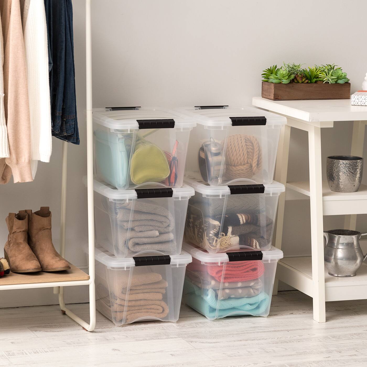Alt View 4. IRIS USA - IRIS USA 19qt Plastic Storage Bin with Lid and Secure Latching Buckles.