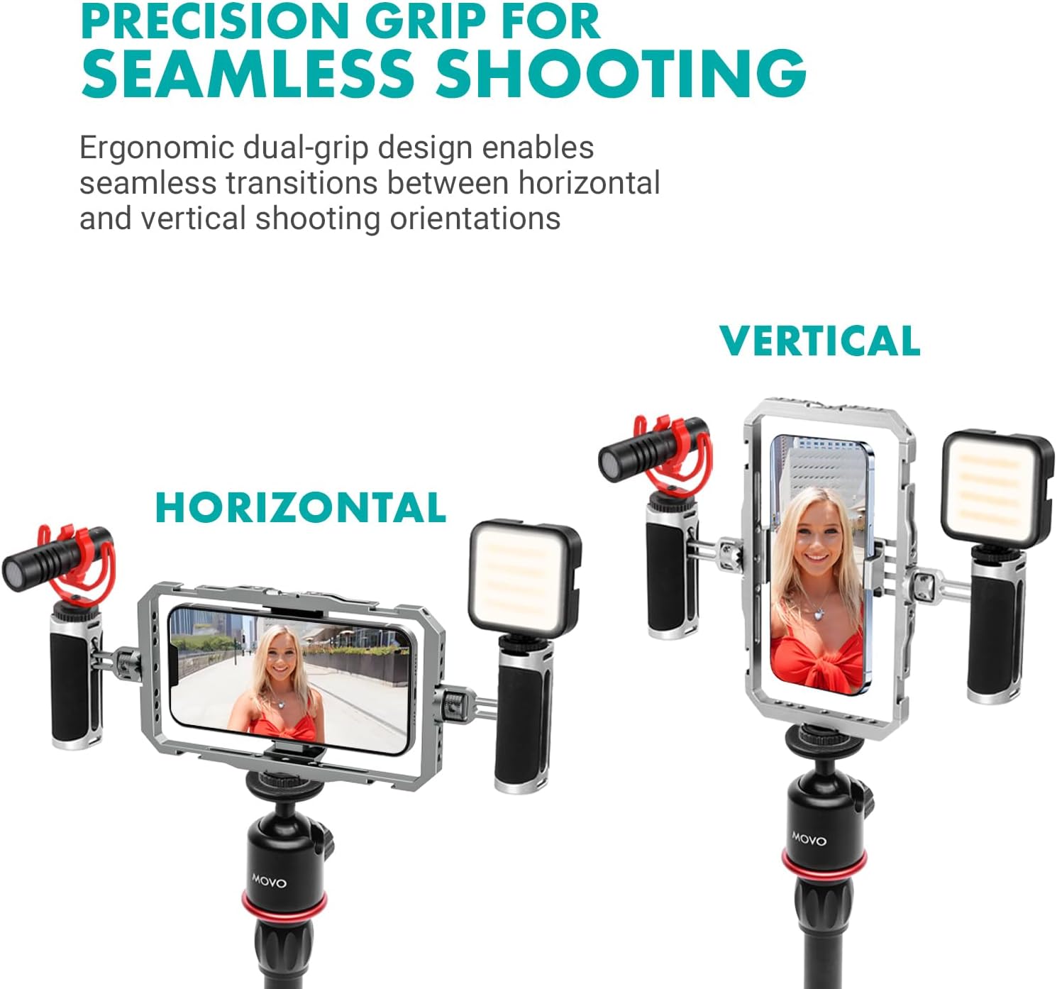 MOVO iFilmer PRO Smartphone Rig with Dual Grip Cage, VXR10 Shotgun Mic ...