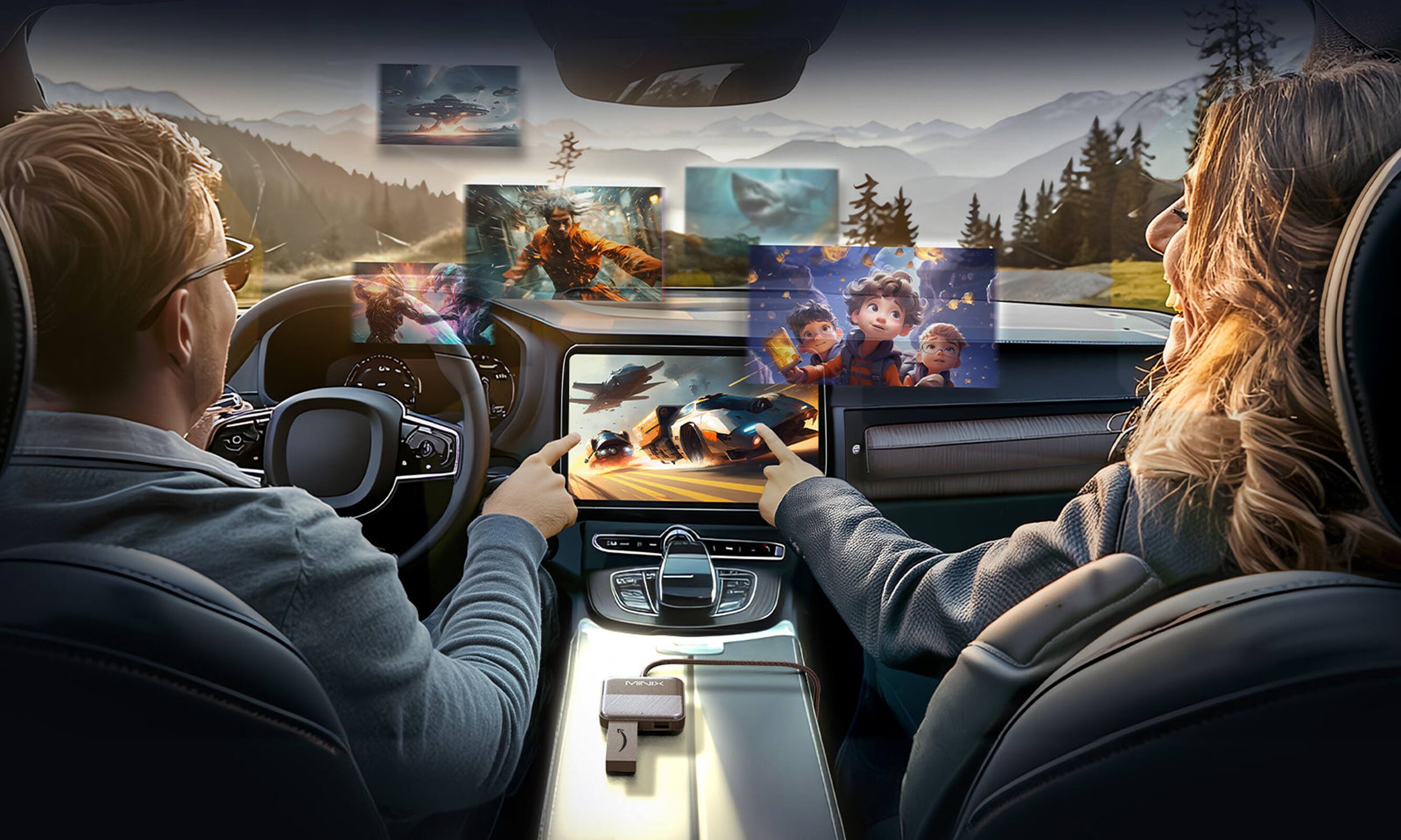 Alt View 6. MINIX - CA361 Plus 3-in-1 CarPlay/Android Auto/HDMI-IN Media Hub, Plug & Play Wireless Adapter for Fire TV Stick Laptop Switch - Black.