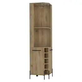 TuHome - Hans Corner Bar Cabinet, Two Shelves, Five Built-In Wine Rack, Bar room - Macadamia