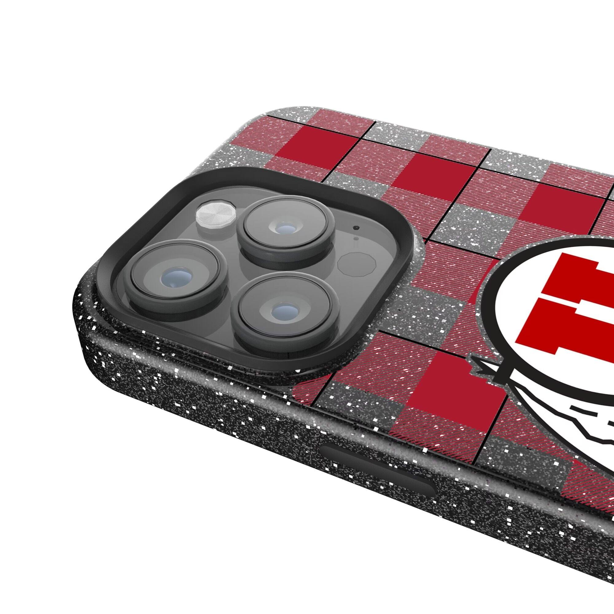 Alt View 3. Keyscaper - Utah Utes Plaid Bling iPhone Case - 16 Pro Max - Black.